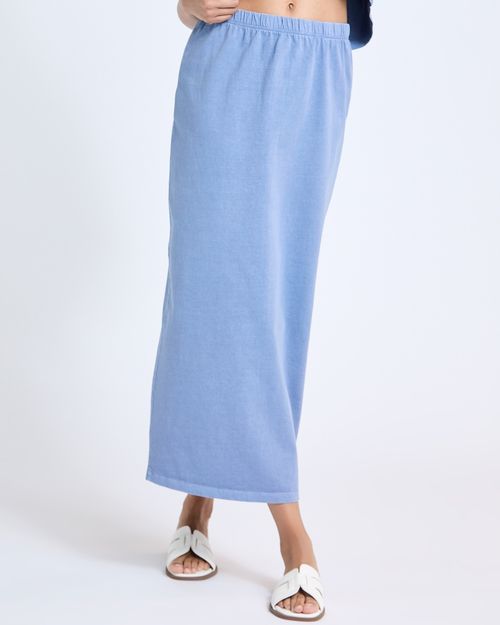 Garment Dye Cotton Midi Skirt