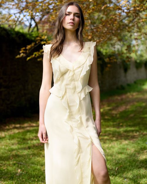 Savida Mia Ruffle Lemon Midi Dress