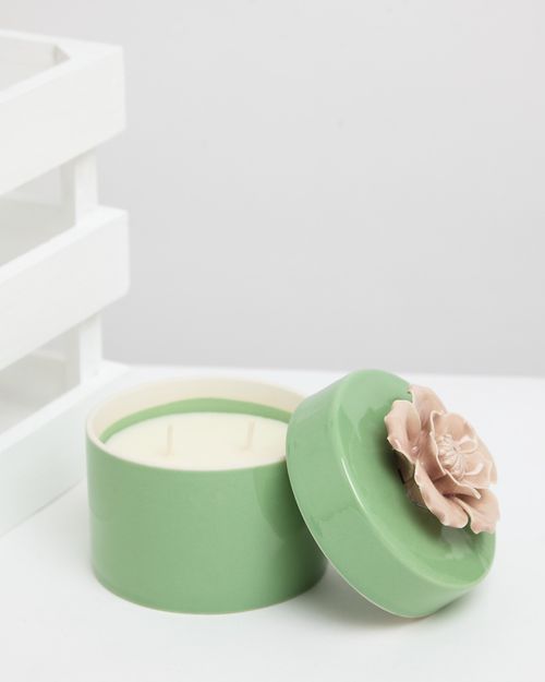 Carolyn Donnelly Eclectic Large Ceramic Flower Candle