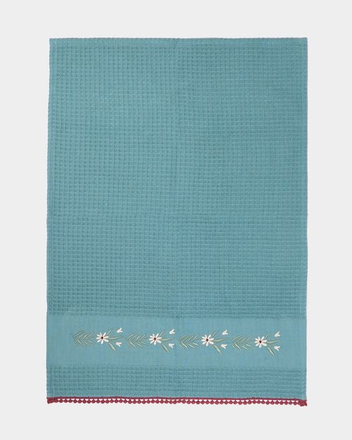 Carolyn Donnelly Eclectic Waffle Embroidered Tea Towel