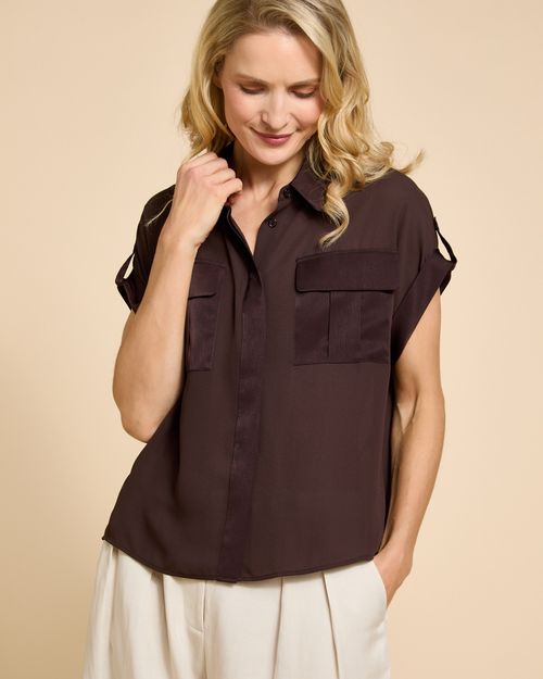 Paul Costelloe Living Studio Brown Pocket Blouse