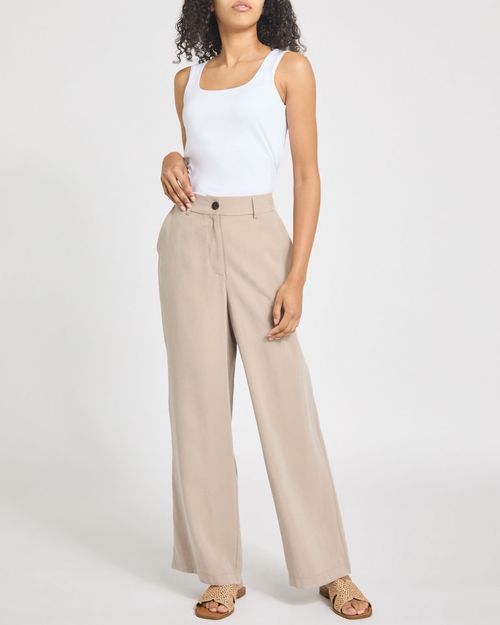 Modal High Waisted Wide Leg Trousers