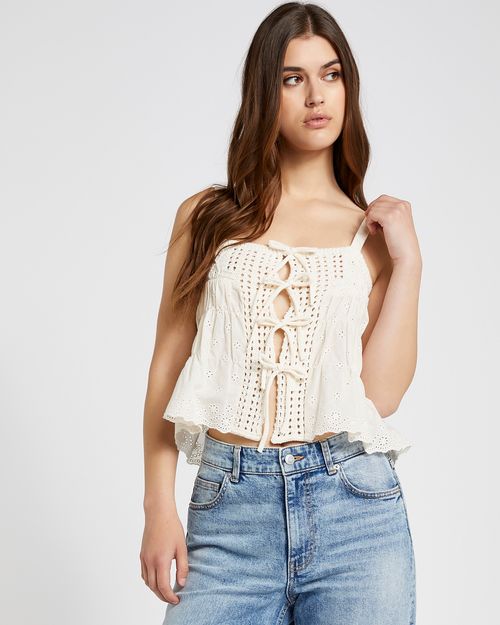 Savida Bella Tie Woven Knit Top