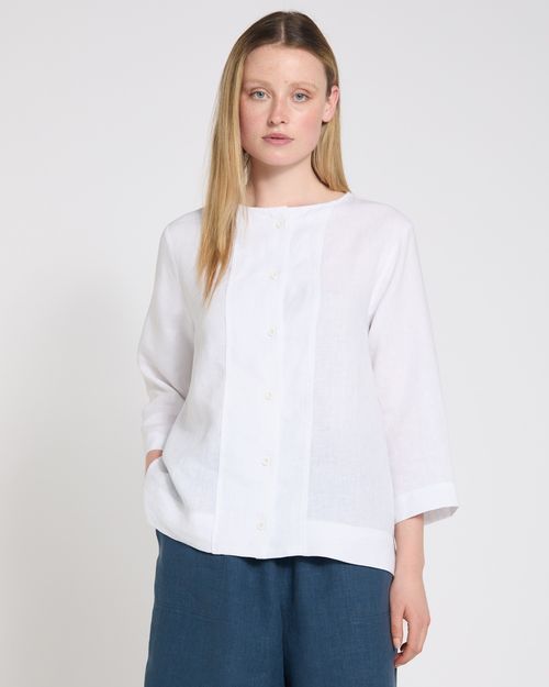 Carolyn Donnelly The Edit Button Front Linen Top