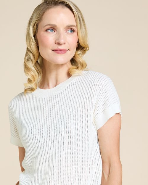 Paul Costelloe Living Studio Ivory Parga Short Sleeve Knit