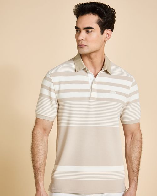 Paul Costelloe Living Men Textured Rib Stripe Polo Shirt