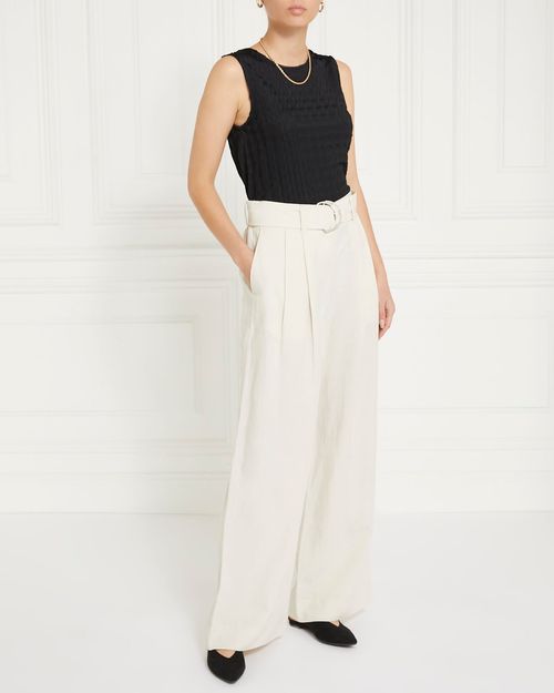 Gallery High Waisted  Belted Wide Leg Trousers