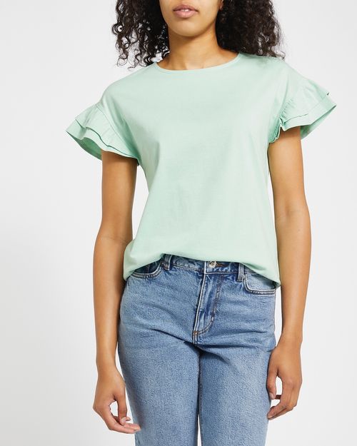 Cotton Frill Sleeve T-Shirt