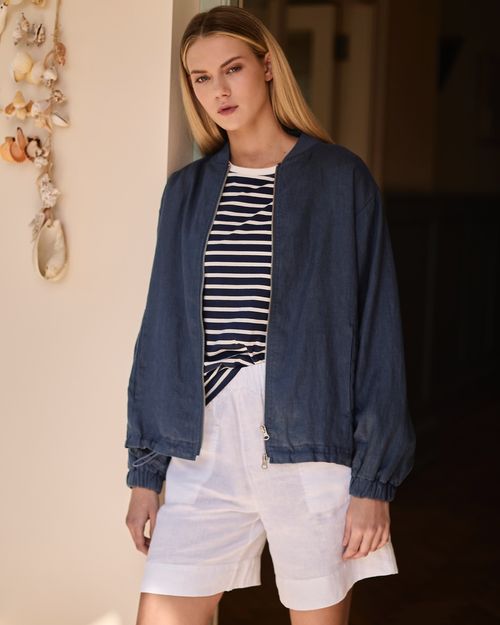 Carolyn Donnelly The Edit Linen Bomber Jacket