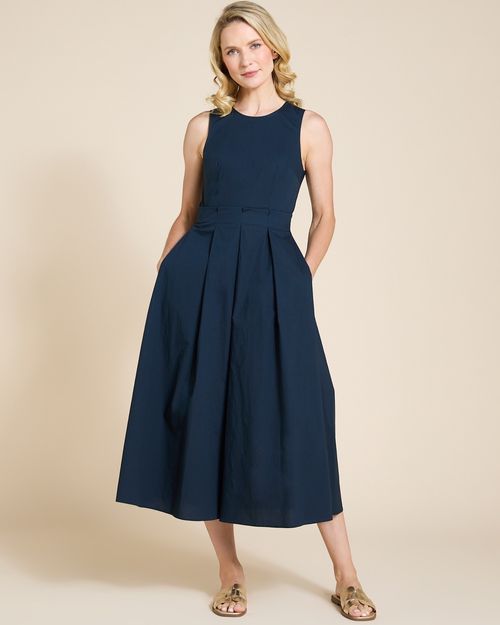 Paul Costelloe Living Studio Navy Poplin Cotton Sleeveless Dress