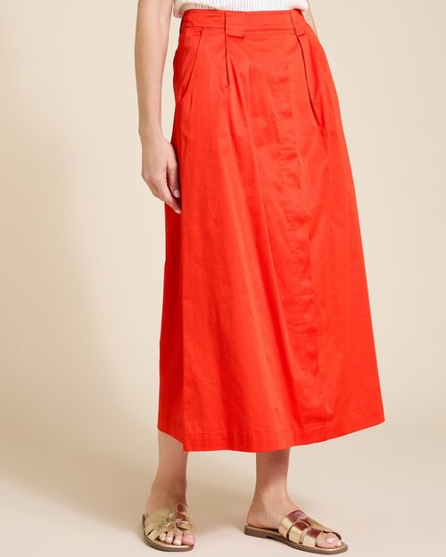 Paul Costelloe Living Studio Red Poplin Cotton Skirt