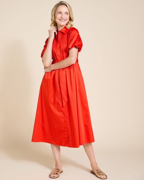Paul Costelloe Living Studio Red Poplin Cotton Shirt Dress