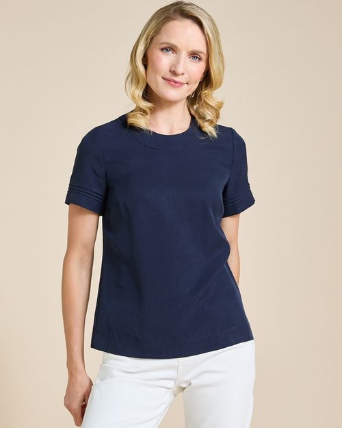 Paul Costelloe Living Studio Navy Round Neck Crew Top