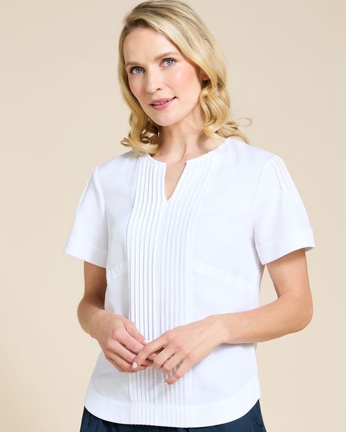 Paul Costelloe Living Studio White Lyocell Pleat Front Top