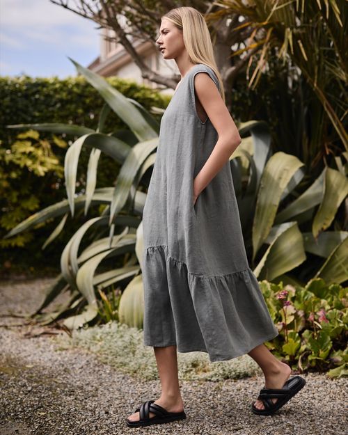 Carolyn Donnelly The Edit Flounce Hem Linen Dress