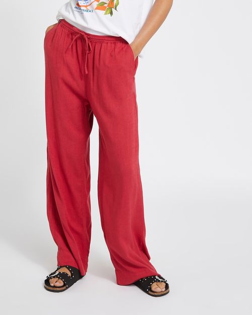 Wide Leg Linen Blend Trousers