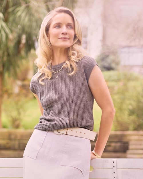 Paul Costelloe Living Studio Khaki Ayla Vest