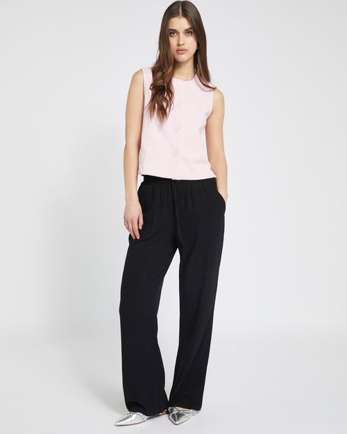 Savida Linen Mix Wide Leg Drawstring Waist Trousers