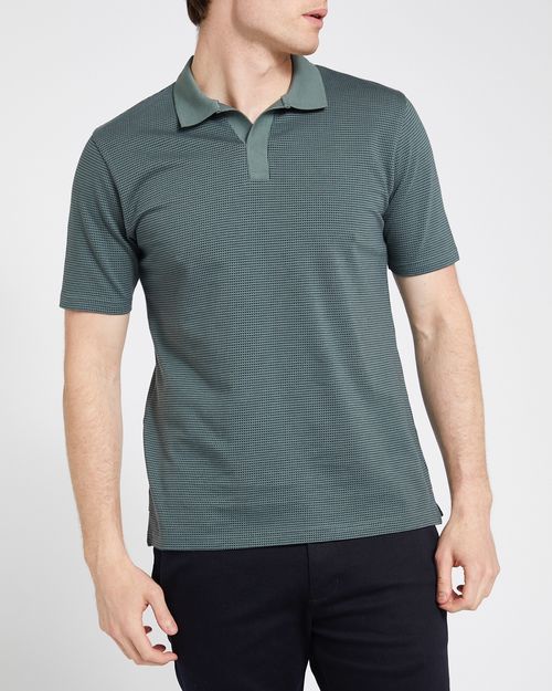 Textured Jaquard Polo Top