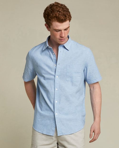 Regular Fit Linen Blend Short Sleeve Shirt