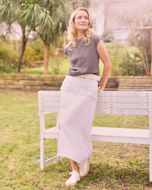 Paul Costelloe Living Studio Stone Linen Skirt