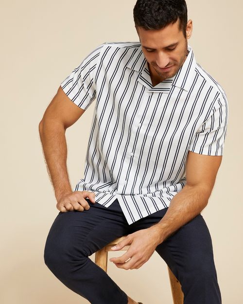 Paul Costelloe Living Men Stripe Short Sleeve Shirt