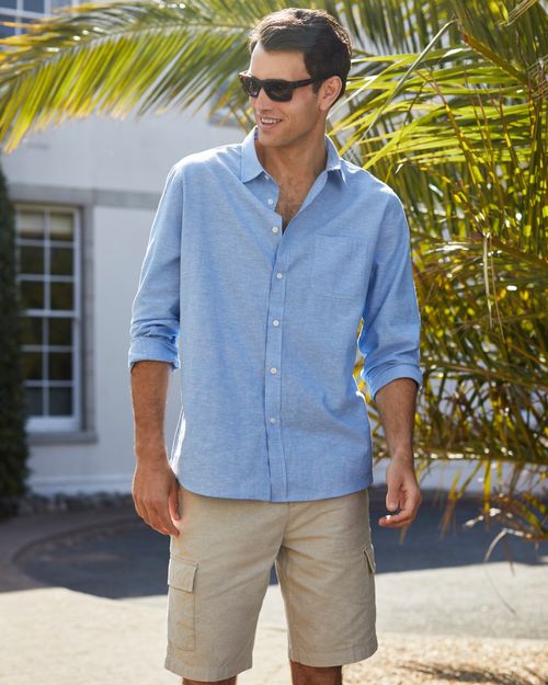 Long Sleeve Linen Blend Shirt