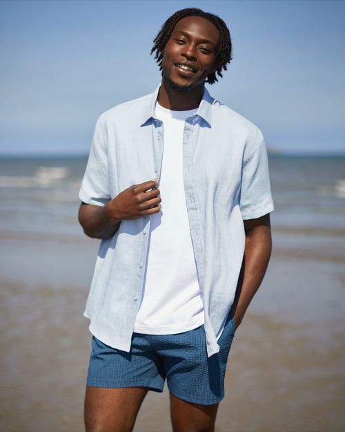 Regular Fit Pure Linen Short-Sleeved Shirt
