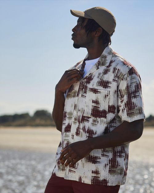 Linen Blend Print Shirt