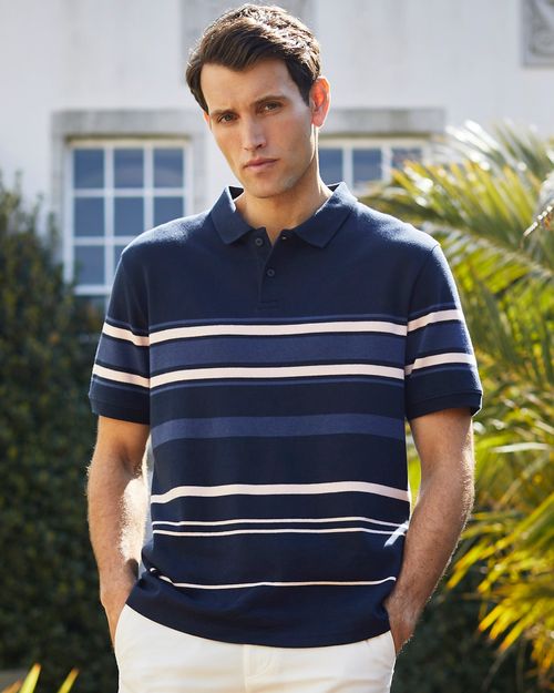Colour Block Interlock Stripe Polo