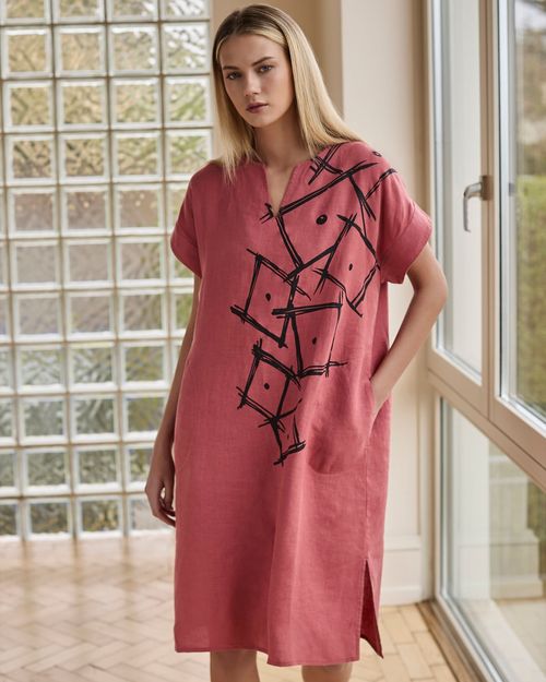 Carolyn Donnelly The Edit Square Print Linen Dress