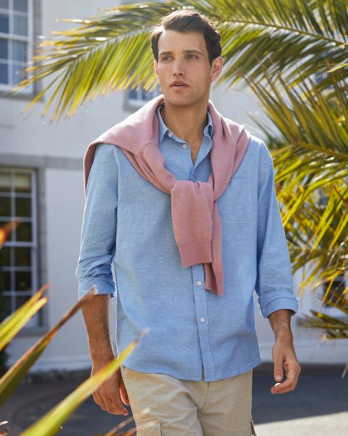 Long Sleeve Linen Blend Shirt