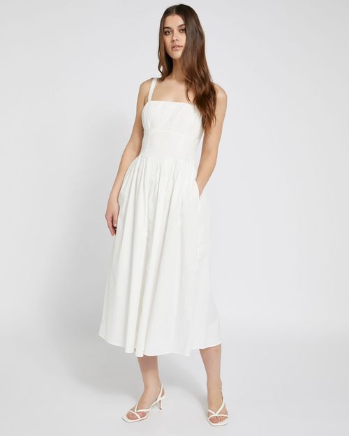 Savida Bella White Cotton Midi Dress