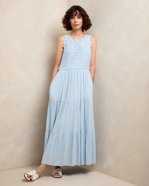Gallery Sylvie Crochet Tiered Midi Dress