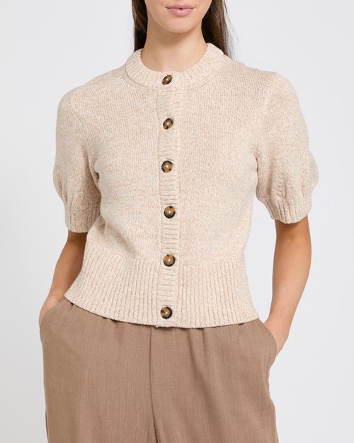 Short-Sleeved Button Cardigan