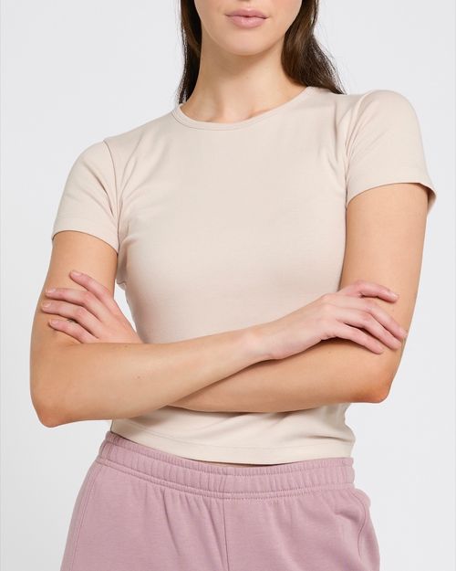 Cotton Elastane Crop T-Shirt