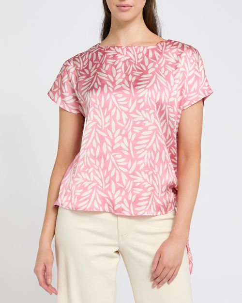 Printed Tie Side Short-Sleeved Jersey Top