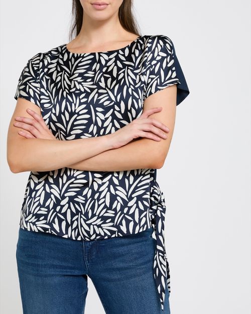 Printed Tie Side Short-Sleeved Jersey Top