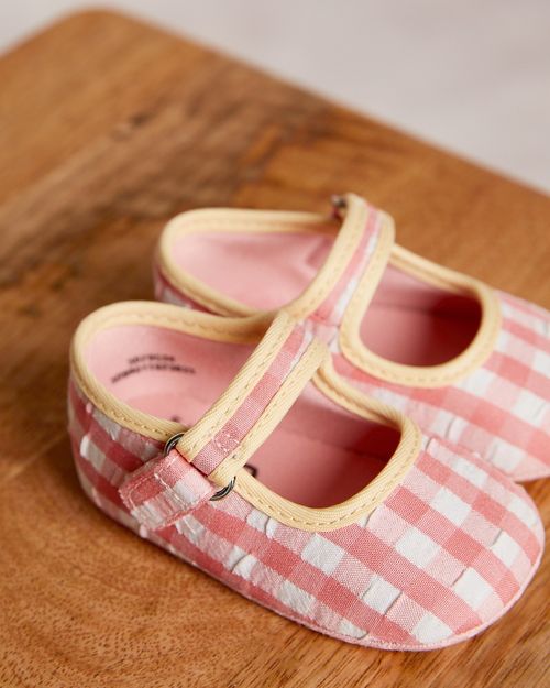 Leigh Tucker Willow Gingham Pram Shoe (Newborn-12 Months)