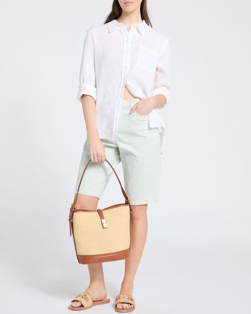High Waisted Stripe Knee Shorts