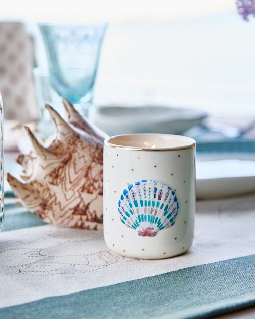 Carolyn Donnelly Eclectic Large Ceramic Shell Candle
