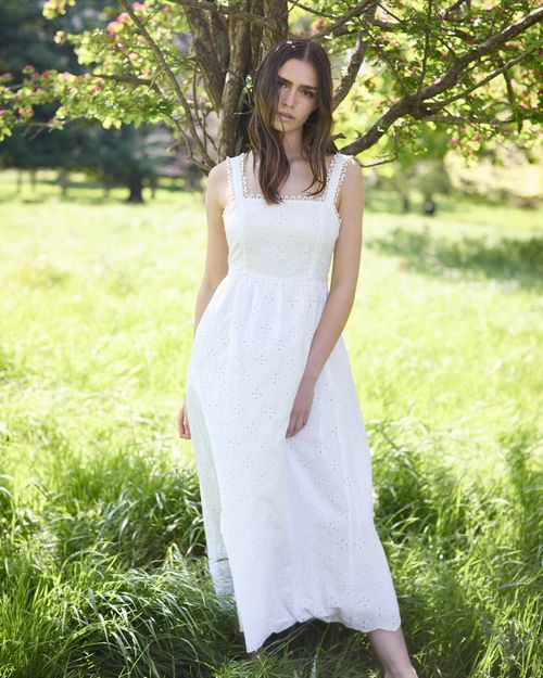 Savida Arti Broiderie White Midi Dress