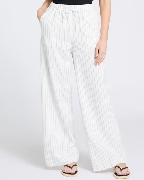 Wide Leg Linen Blend Trousers