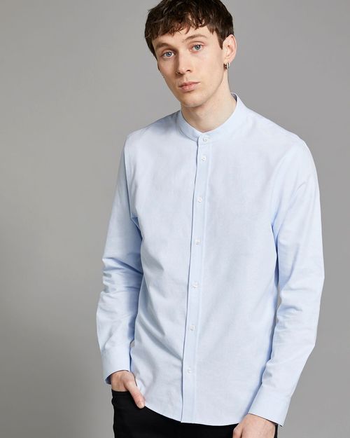 Paul Galvin Cotton Blend Long-Sleeved Grandad Shirt