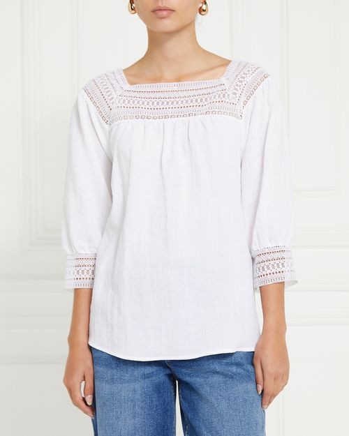 Gallery Alba Square Neck White Top