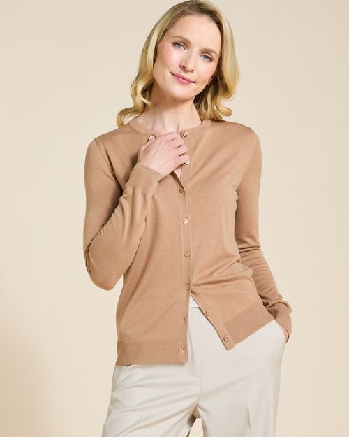 Paul Costelloe Living Studio Tan Superfine Cardigan