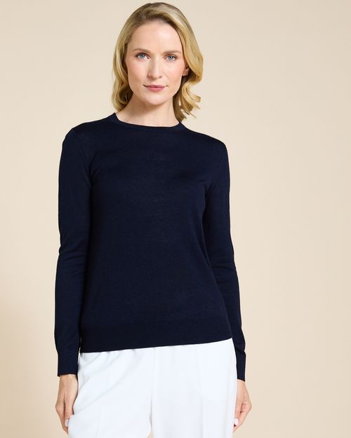 Paul Costelloe Living Studio Navy Superfine Long Sleeve Crew Neck