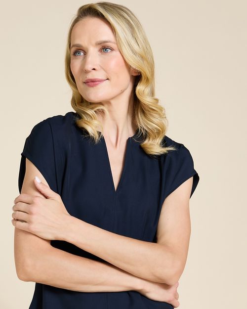 Paul Costelloe Living Studio Navy V-Neck Top