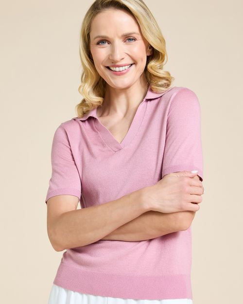 Paul Costelloe Living Studio Pink Superfine Short Sleeve Polo