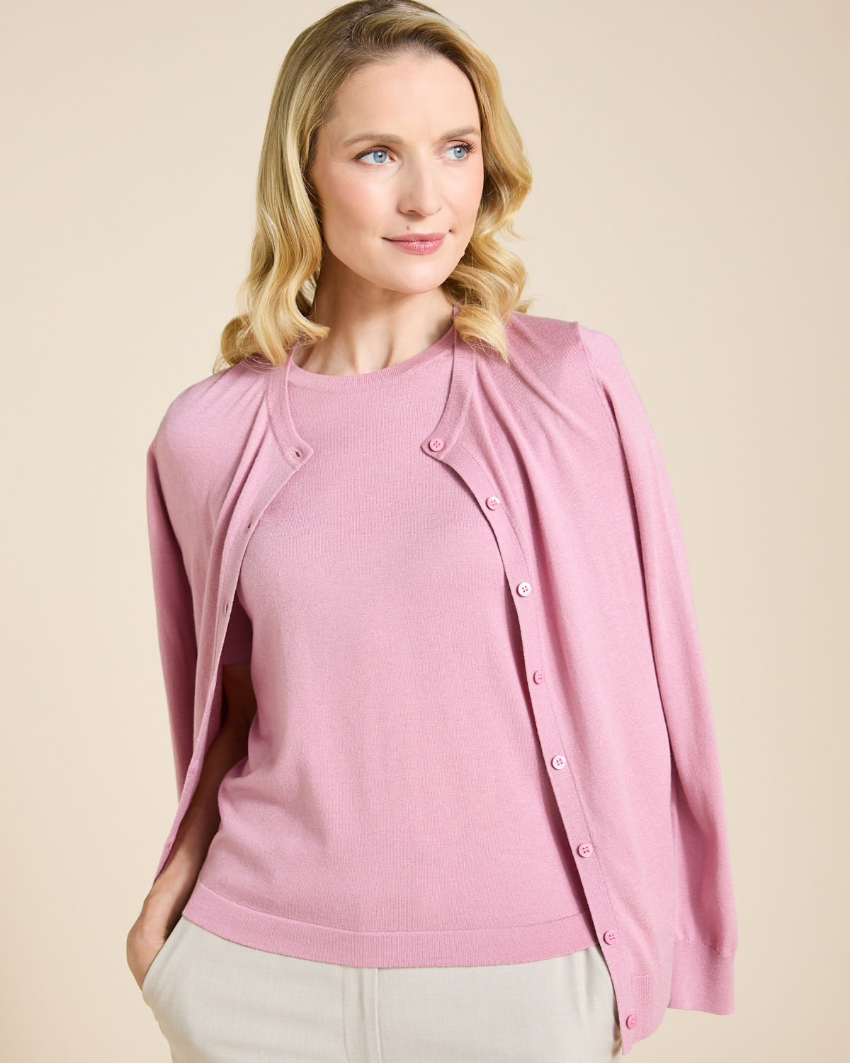 Pink Paul Costelloe Cashmere Cardigan Paul Costelloe Living Studio